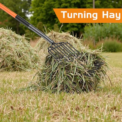 HIGHLIGHT Pitch Fork Pitchfork,10-Tine Wide 45Inch Fiberglass Manure Fork