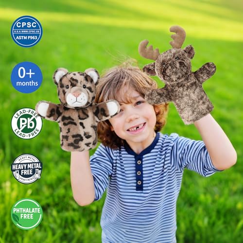 Hand Puppet Christmas for Toddlers Winter Forest Soft Plush Educational Story Time Interactive Learning Stuffed Animal Family Fun Reindeer Puppet - color: Deer