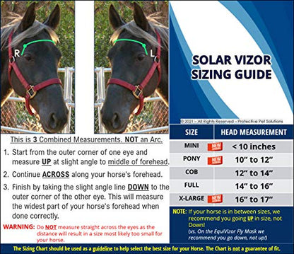 EquiVizor Solar Vizor Horse Fly Mask (Size Full), Superior UV Eye Protection to 99% for Horses with Uveitis, Photosensitivity, Ulcer, Head Shaking - size: FULL