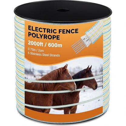 1 Roll 3/4 Inch x 2000 ft Electric Fence Tape Polytape, Green - color: Green, size: 3/4 Inch X 2000 ft