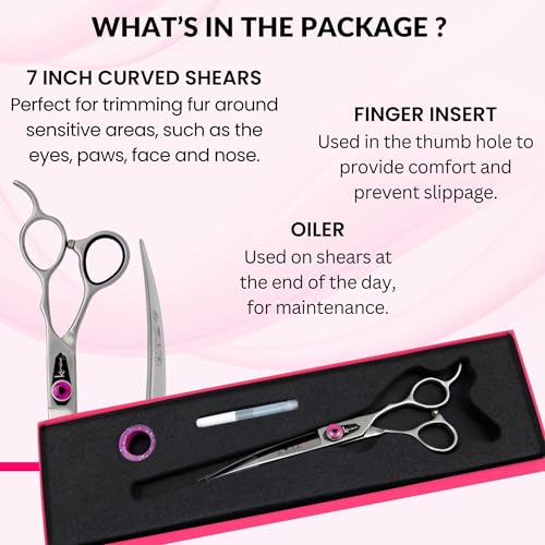 Kenchii Love Dog Grooming Shears, 7in Curved - size: 7.0" Curved