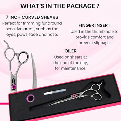 Kenchii Love Dog Grooming Shears, 7in Curved - size: 7.0" Curved