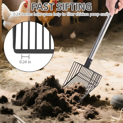 PUPTECK Large Chicken Poop Scooper - Adjustable Long Handle Poop Scooper with Deep Shovel, Detachable Heavy Duty Shovel Multifunctional Chicken Cleaning Tool Coop Accessories(20"-40") - size: L(Length 20"-40", Width 5.7")