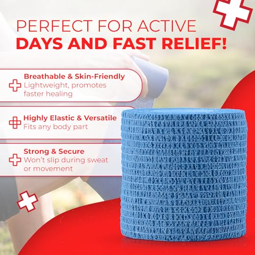 Ever Ready First Aid Self Adherent Cohesive Bandages 3" x 5 Yards - 12 Count, Rainbow Colors - size: 12 Count (Pack of 1)