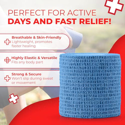 Ever Ready First Aid Self Adherent Cohesive Bandages 3" x 5 Yards - 6 Count, Rainbow Colors - size: 6 Count (Pack of 1)