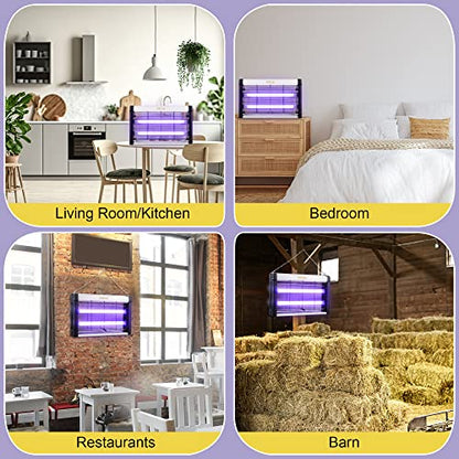 2 Pack 20W Indoor Bug Zapper with 2800V Grid (4 Bulbs) | Fly zapper Indoor, Double-Sided UV, 20W 2800V Electric Grid for Home, Kitchen, Bedroom, Living Room, Office, Garage, Barn
