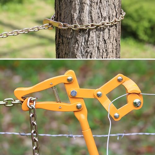 Chain Fence Strainer Plain Barbed Woven Wire Stretcher Tool for Center & End Post Pull, Carbon Steel Fence Tensioner Repair Tool, 47.25" Chain Capacity 2200lbs Farm, Ranch (Yellow, 1 Pack) - color: Yellow (1 Pack)
