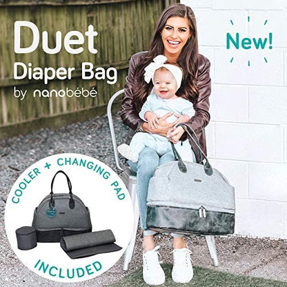 Nanobebe Breastmilk Baby Bottle Cooler & Travel Bag with Ice Pack Included. Compact Triple Insulated, Easily attaches to Stroller or Diaper Bag- Grey - size: Standard