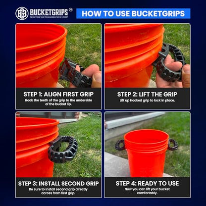 Heavy-Duty Bucket Handle Grips – Ergonomic Pair for Buckets, Easy-Carry Comfort Side Handles, Fits Most Standard Bucket Sizes Including 5-Gallon