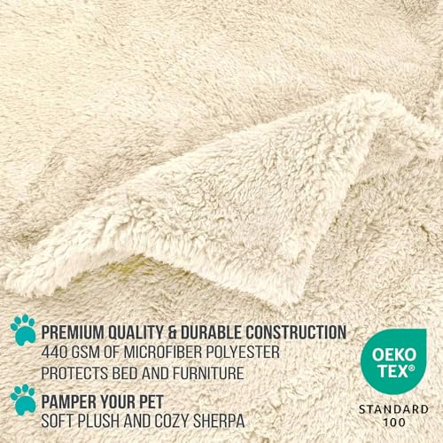 PetAmi Fluffy Sherpa Waterproof Dog Blanket for Medium Pet Cat 29x40, Beige - color: Beige, size: Medium (29x40)