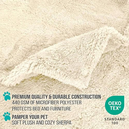 PetAmi Fluffy Sherpa Waterproof Dog Blanket for Large Pet Cat, 60x80, Beige - color: Beige, size: X-Large (60x80)