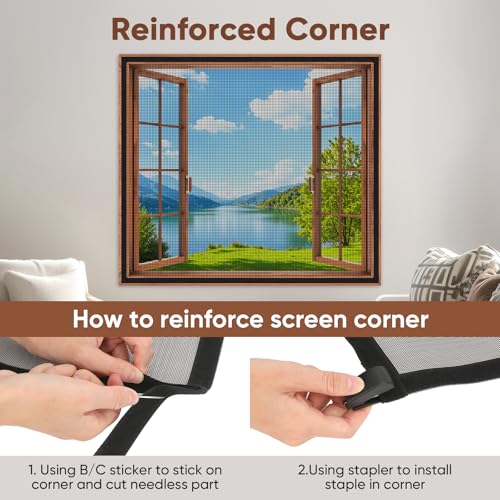 Adjustable DIY Cat Window Screen Fits Any Size Smaller Than 51"x 59" - color: Black