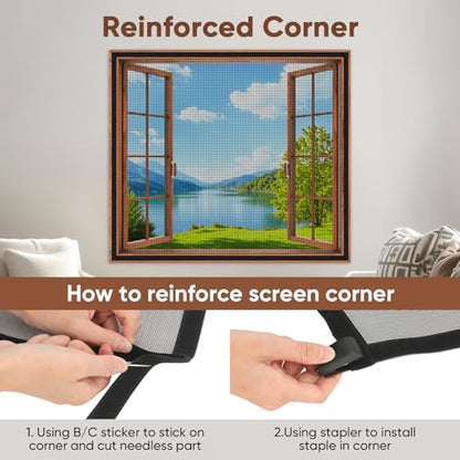 Adjustable DIY Cat Window Screen Fits Any Size Smaller Than 51"x 59" - color: Black