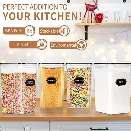4pcs Large Tall Airtight Food Storage Containers with Lids - 6.5L / 5.9qt - size: 6.5 l