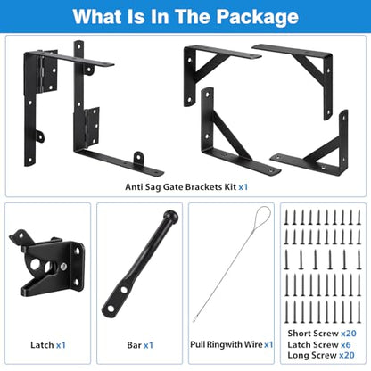 1 Set Anti Sag Gate Kit Gate Hardware Heavy Duty Fence Gate Kit No Sag Corner Brace Bracket for Wooden Fence with Self-Locking Gate Latch - size: 1 Set