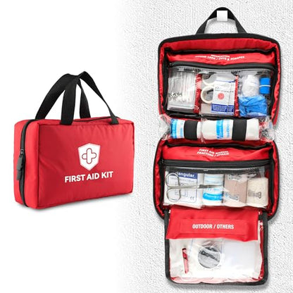 Kitgo First Aid Kit with Hospital Grade Medical Supplies, 220pcs Emergency Medical Trauma Kit, Gift for Dad Husband Great for Home, Outdoors, Office, Car, Travel, Camping, Hiking, Boating
