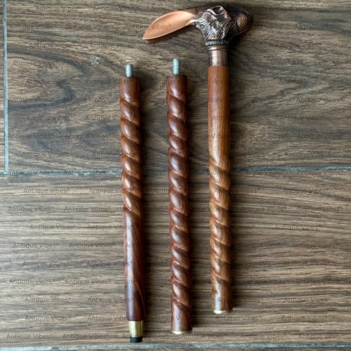 Brass Handle Victorian Telescope Foldable Wooden Walking Stick Cane Ideal Vintage Gift Men Women Father/Mother - style: Rabbit Copper Finish