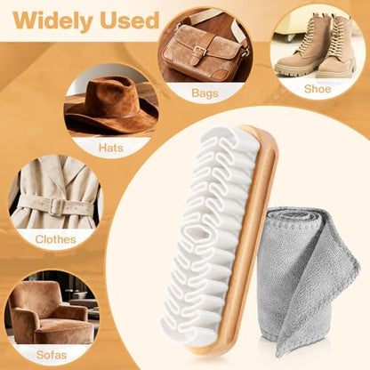 2 Pcs Suede Shoe Brush Nubuck Leather Cleaner Shoes Shine Dauber Crepe Applicators Set with Cleaning Cloth(Suede Brush with Cloth) - style: Suede Brush with Cloth