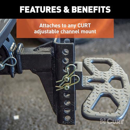 CURT 45909 Folding Hitch Step for Channel-Mount Adjustable Trailer Hitch Ball Mount