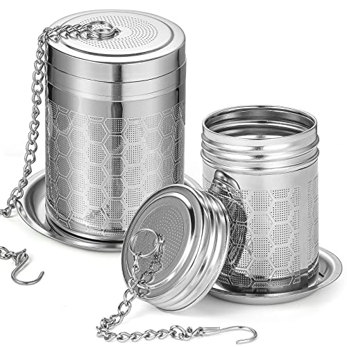 2 Pack Tea Infusers For Loose Tea, Stainless Steel With Lid - size: Large and Small sizes