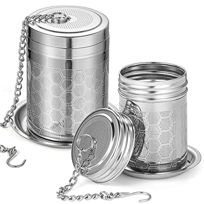 2 Pack Tea Infusers For Loose Tea, Stainless Steel With Lid - size: Large and Small sizes