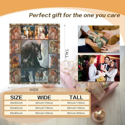 Air Conditioner Lightweight Horses Blanket Flannel Fleece Blanket Ultra Soft Throw Blanket for Couch Living Room Bed (60''x50'', Horses) - size: 60''x50''