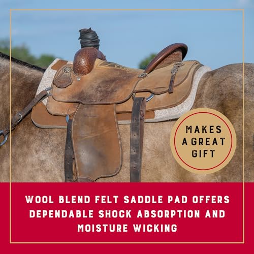 Weaver Equine 33" x 32" Contoured Wool Blend Felt Horse Saddle Pad, Shock Absorbing Western Saddle Pad for Protection, Durable Equine Supplies, ‎Tan