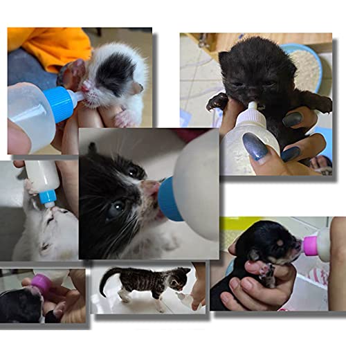 Pet Bottle Kit, Squeeze Liquid Replaceable Silicone Teat for Newborn Kittens, Puppies, Rabbits, Small Animals Replacement Teat Cat Feeding Bottle Feeding Tool