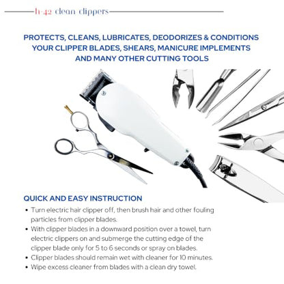 H-42 Professional Clipper Blade Cleaner - Waterless, Cleans & Cools, 32oz Refill Bottle - size: Bottle-32 Fl Oz
