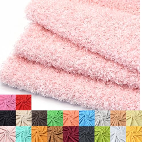 Surf turtle Light Pink Curly Teddy Fleece Faux Fur Fabric 36" x 59" - color: Light Pink, size: 36 x 59 inches