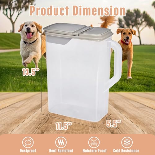 Buddeez Pet Food Storage Container - 8 Quart Capacity Dog / Cat Food & Bird Seed Container with Durable EZ Grip Handle, Flip Gray Lid (includes 1 Cup Clear Scoop) | Durable dry-food storage, For dog food, cat food or bird seed, Includes scoop, desk pet co