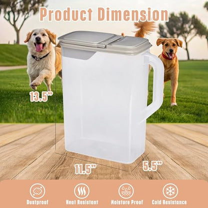Buddeez Pet Food Storage Container - 8 Quart Capacity Dog / Cat Food & Bird Seed Container with Durable EZ Grip Handle, Flip Gray Lid (includes 1 Cup Clear Scoop) | Durable dry-food storage, For dog food, cat food or bird seed, Includes scoop, desk pet co