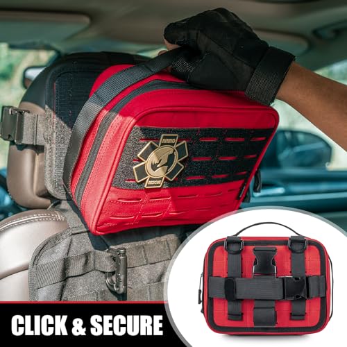 RHINO RESCUE Vehicle IFAK Trauma Kit with CAT Tourniquet Red - color: Red, size: Car Headrest Pack