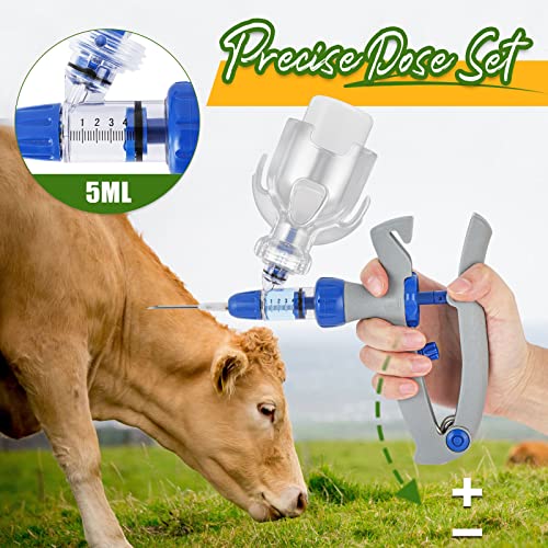 NEWTRY 5ml Livestock Syringe Adjustable Continuous Syringe with 10 Needles