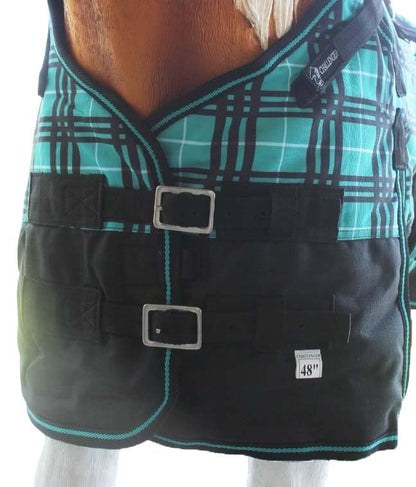 CHALLENGER 1200D Foal Winter Blanket Miniature Pony Donkey Bellyband Turquoise Rustic - color: Turquoise Plaid, size: 44 inches