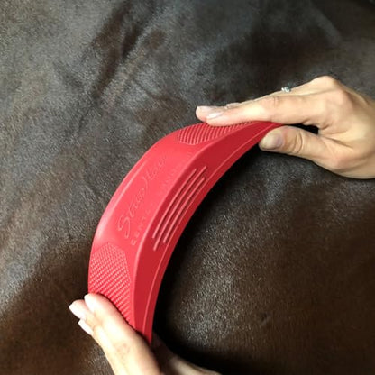 StripHair Gentle Groomer Horse Dog Brush Shedding Grooming Massage, red