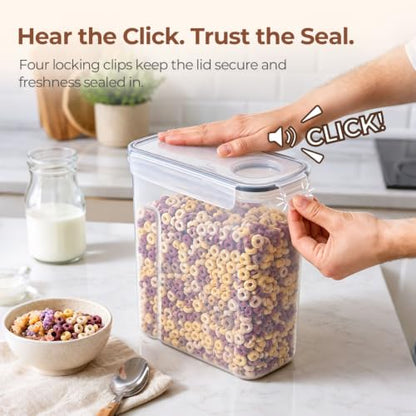 ComSaf Airtight Cereal Storage Containers with Lids 6.7Qt 2Pack, Easy Pour | Plastic Food Canister, Cereal Rice Oats Beans, Pantry Kitchen Cabinet, Dispenser with Label, Spout, Large Capacity, BPA-free - size: 6.7Qt-Rectangle