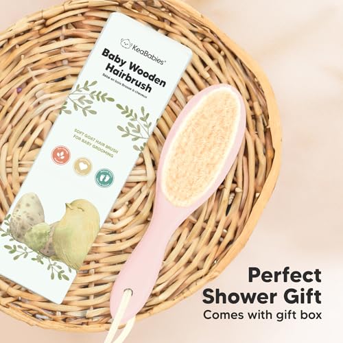 Wooden Baby Hair Brush for Toddler, Infant Cradle Cap (Blush, Regular) - color: Blush, size: Oval, Regular 7"