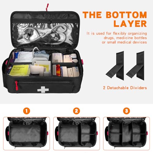 Boczif First Aid Bag Empty, Emergency Kit Bag(black with shoulder strap) - color: black with shoulder strap