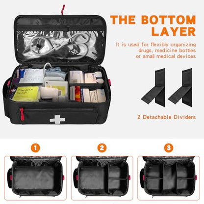 Boczif First Aid Bag Empty, Emergency Kit Bag(black with shoulder strap) - color: black with shoulder strap