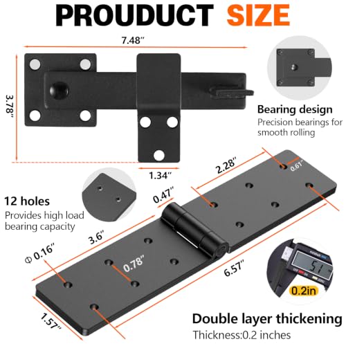 Heavy Duty Gate Hinges and Latch Set 4Pack 270° for Wood Fence