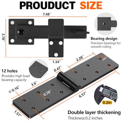 Heavy Duty Gate Hinges and Latch Set 4Pack 270° for Wood Fence