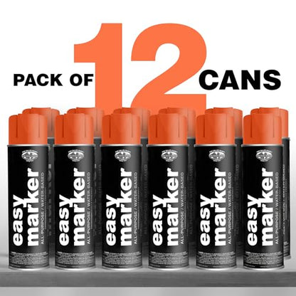 Fox Valley Easy Marker Inverted Spray Paint 16oz Pack of 12, Orange