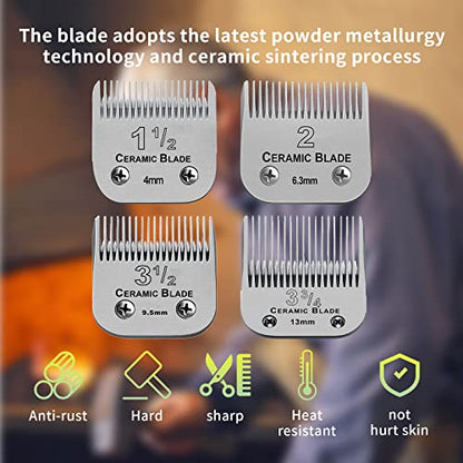 Replacement Blades set compatible with Oster Classic 76/Andis dog Clippers - color: 4MM-13MM(4 PACK)