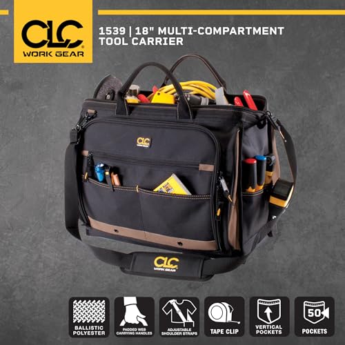 Custom Leathercraft1539 Multi-Compartment 50 Pocket Tool Bag