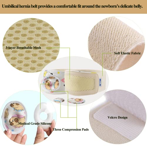Umbilical Hernia Belt Baby Belly Button Band Infant Belly Wrap Truss Abdominal Binder for Children Kids Support Adjustable Navel Belly Band Newborn Umbilical Cord 15-20 inch