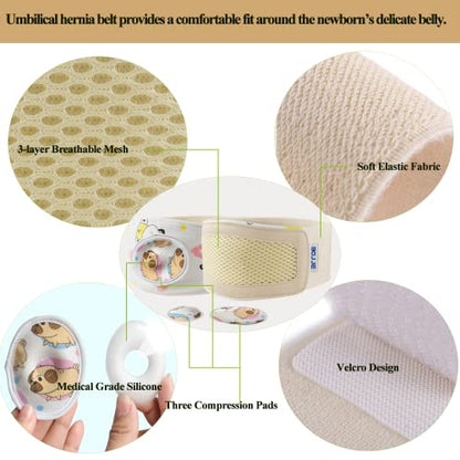 Umbilical Hernia Belt Baby Belly Button Band Infant Belly Wrap Truss Abdominal Binder for Children Kids Support Adjustable Navel Belly Band Newborn Umbilical Cord 15-20 inch