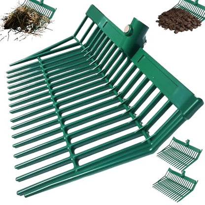 2 Green hay Fork Heads, 18-Tooth Manure Fork Replacement Head, ABS Plastic - color: Green