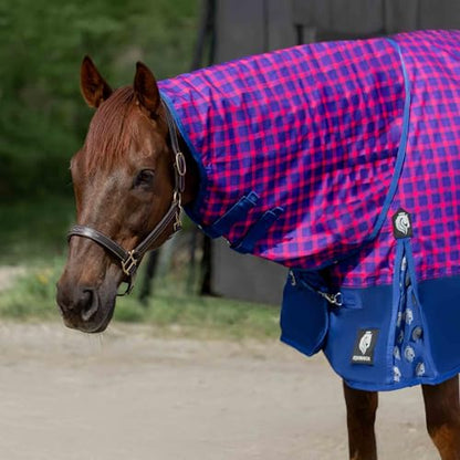 Equinavia Norse Fleece Lined Turnout Blanket - Galaxy Blue/Pink Flambe - 84 in - color: Galaxy Blue/Pink Flambe, size: 84 in