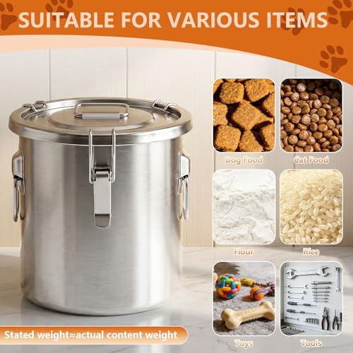 30LB Stainless Steel Dog Food Storage Container with Lid & Scoop, Large Metal Dog Food Container for Dry Pet Food, Pet Food Storage Container for Kibble, Cat Food and Treats - size: 30LB